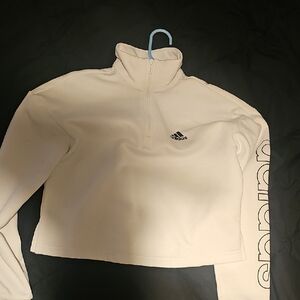 Adidas Women's White Half-Zip Turtleneck Sweater